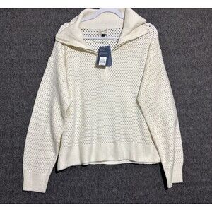 Universal Thread Women's Sweater Pullover Zipper Beige Large